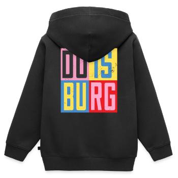 Design de la ville de Duisbourg - Sweat Premium à capuche zippé enfant bio - noir - Dos - AI Model Kid Male (0cm)