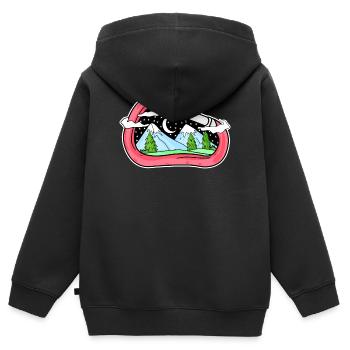 Mountain Mountains Mountain Peaks - Kids Premium Organic Zip-up Hoodie - black - Back - AI Model Kid Male (0cm)