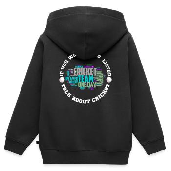 Cricket Team Wortwolke OneDay Layout - Kinder Premium Organic Zip Hoodie - Schwarz - Hinten - AI Model Kid Male (0cm)