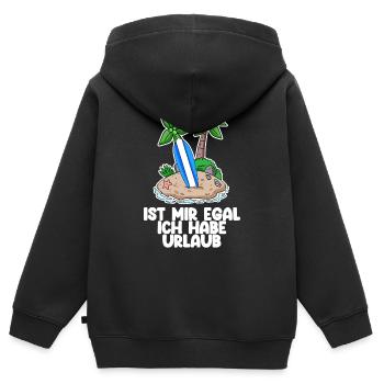 Urlaub - Kinder Premium Organic Zip Hoodie - Schwarz - Hinten - AI Model Kid Male (0cm)