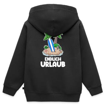 Urlaub - Kinder Premium Organic Zip Hoodie - Schwarz - Hinten - AI Model Kid Male (0cm)