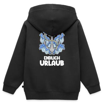 Urlaub - Kinder Premium Organic Zip Hoodie - Schwarz - Hinten - AI Model Kid Male (0cm)