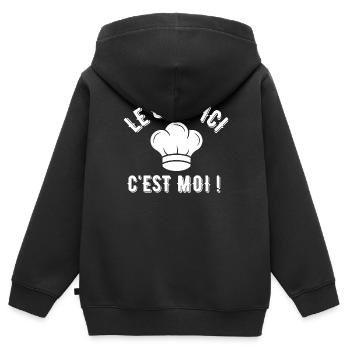 cuisinier, fan de cuisine, chef de cuisine - Sweat Premium à capuche zippé enfant bio - noir - Dos - AI Model Kid Male (0cm)