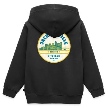 Jacksonville Skyline Crest - Kinder Premium Organic Zip Hoodie - Schwarz - Hinten - AI Model Kid Male (0cm)