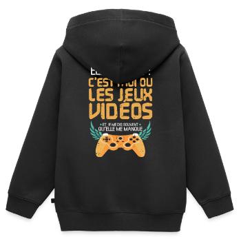 Elle m'a dit c'est moi ou mes jeux vidéos humour - Sweat Premium à capuche zippé enfant bio - noir - Dos - AI Model Kid Male (0cm)