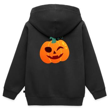 Kürbis Winker Halloween Cartoon - Kinder Premium Organic Zip Hoodie - Schwarz - Hinten - AI Model Kid Male (0cm)