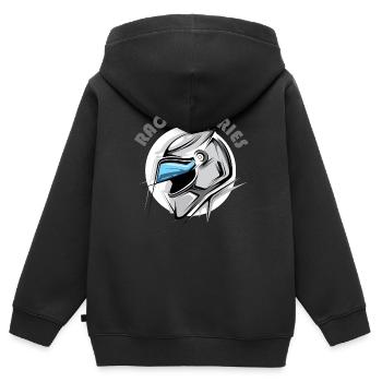 Racing Icon Logo Helmet Icon Illustration Graphic - Kids Premium Organic Zip-up Hoodie - black - Back - AI Model Kid Male (0cm)