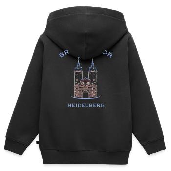Heidelberg, Wahrzeichen Brückenturm 2 - Kinder Premium Organic Zip Hoodie - Schwarz - Hinten - AI Model Kid Male (0cm)