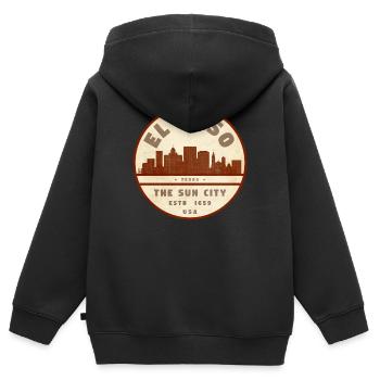 El Paso Skyline Vintage Seal - Kinder Premium Organic Zip Hoodie - Schwarz - Hinten - AI Model Kid Male (0cm)