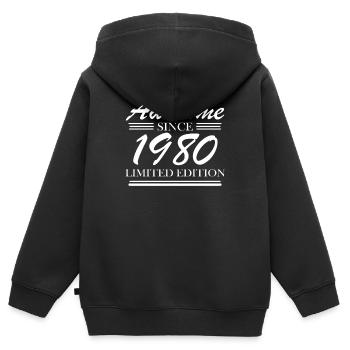 1980 - Jahrgang 1980 - Kinder Premium Organic Zip Hoodie - Schwarz - Hinten - AI Model Kid Male (0cm)