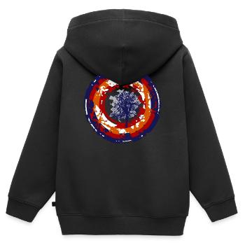 crazy bullseye - Kinder Premium Organic Zip Hoodie - Schwarz - Hinten - AI Model Kid Male (0cm)
