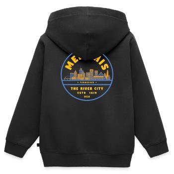 Memphis États-Unis - Sweat Premium à capuche zippé enfant bio - noir - Dos - AI Model Kid Male (0cm)