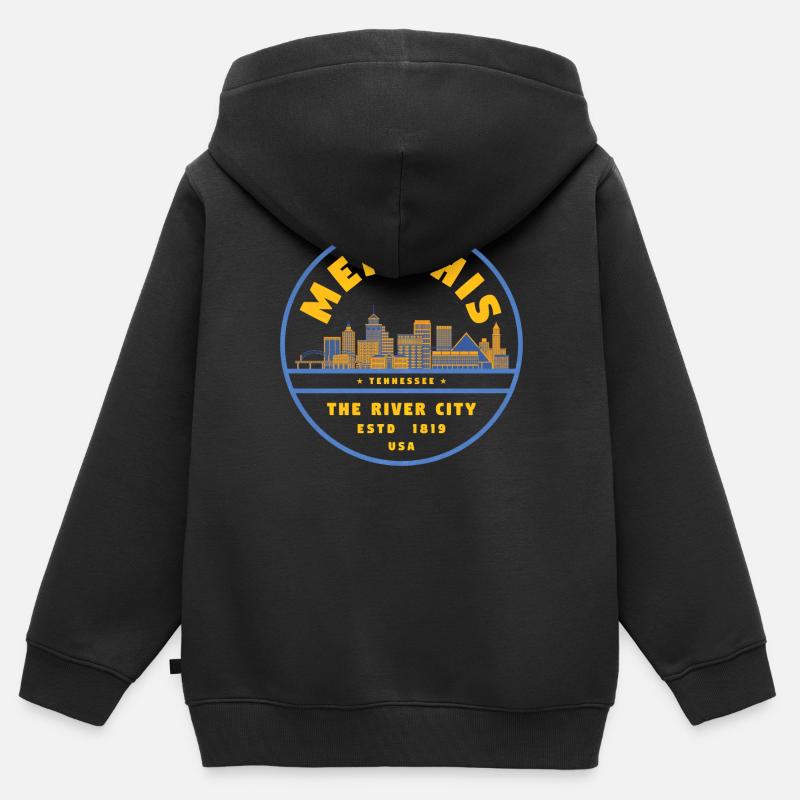 Memphis États-Unis - Sweat Premium à capuche zippé enfant bio - noir
