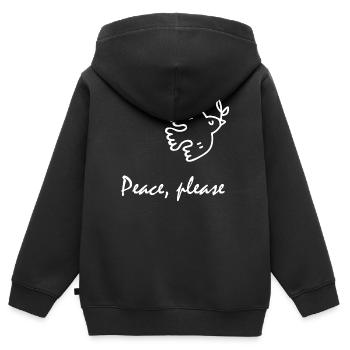 Peace, please, Friedenstaube - Kinder Premium Organic Zip Hoodie - Schwarz - Hinten - AI Model Kid Male (0cm)