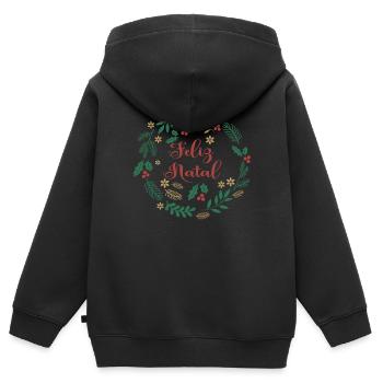 Feliz Natal Frohe Weihnachten Frohe Weihnachten - Kinder Premium Organic Zip Hoodie - Schwarz - Hinten - AI Model Kid Male (0cm)