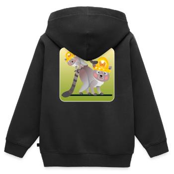 CONSTRUCTEURS - FAMILLE RATON LAVEUR - CONSTRUIRE DES CASQUES DE CONSTRUCTION - Sweat Premium à capuche zippé enfant bio - noir - Dos - AI Model Kid Male (0cm)