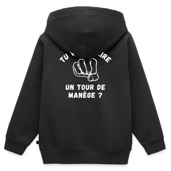 bagarre, boxe, boxeur - Sweat Premium à capuche zippé enfant bio - noir - Dos - AI Model Kid Male (0cm)