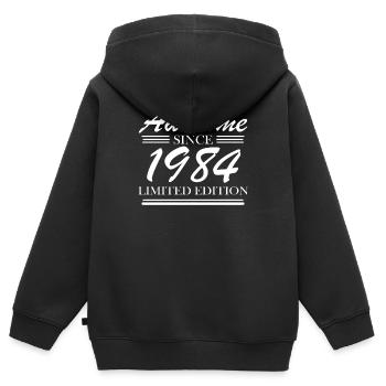 1984 - Kinder Premium Organic Zip Hoodie - Schwarz - Hinten - AI Model Kid Male (0cm)