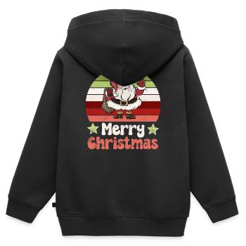 Père Noël Nikolaus Vintage Nostalgique - Sweat Premium à capuche zippé enfant bio - noir - Dos - AI Model Kid Male (0cm)