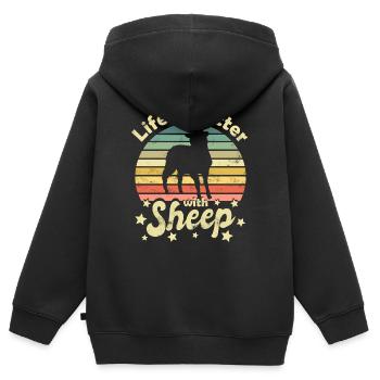 Schaf Schafe - Kinder Premium Organic Zip Hoodie - Schwarz - Hinten - AI Model Kid Male (0cm)