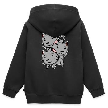 Chats mignons - Sweat Premium à capuche zippé enfant bio - noir - Dos - AI Model Kid Male (0cm)
