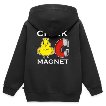 Aimant de poussin - Sweat Premium à capuche zippé enfant bio - noir - Dos - AI Model Kid Male (0cm)