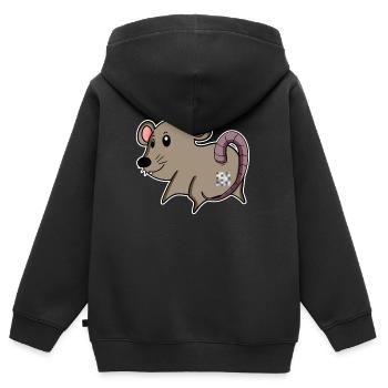 Mouse Ass - Mouse Butt - Sweat Premium à capuche zippé enfant bio - noir - Dos - AI Model Kid Male (0cm)