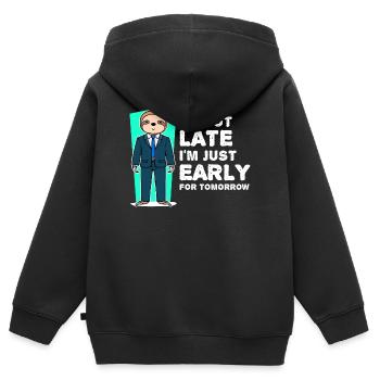 Sloth Mammals Humorous Statement Slow - Kids Premium Organic Zip-up Hoodie - black - Back - AI Model Kid Male (0cm)