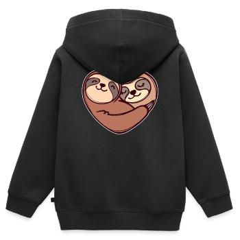 Faultier Herz Schlafen Säugetier Urwaldbewohner - Kinder Premium Organic Zip Hoodie - Schwarz - Hinten - AI Model Kid Male (0cm)