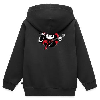 Père Noël Heavy Metal - Sweat Premium à capuche zippé enfant bio - noir - Dos - AI Model Kid Male (0cm)