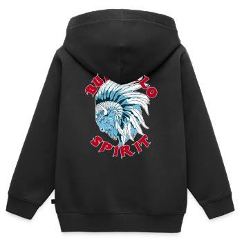 Buffalo Spirit | Bisonkopf - Kinder Premium Organic Zip Hoodie - Schwarz - Hinten - AI Model Kid Male (0cm)