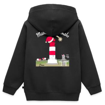 Leuchtturm Düne, Helgoland, Weihnachten - Kinder Premium Organic Zip Hoodie - Schwarz - Hinten - AI Model Kid Male (0cm)