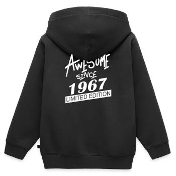 1967 - Né en 1967 - Fantastique depuis 1967 - Sweat Premium à capuche zippé enfant bio - noir - Dos - AI Model Kid Male (0cm)