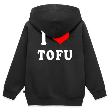 Ich liebe Tofu - Kinder Premium Organic Zip Hoodie - Schwarz - Hinten - AI Model Kid Male (0cm)