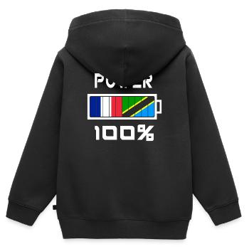 Tansania und Frankreich Power 100% - Kinder Premium Organic Zip Hoodie - Schwarz - Hinten - AI Model Kid Male (0cm)