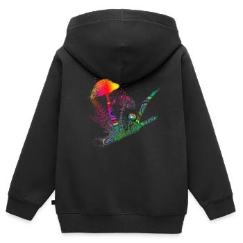 bunte Komposition Waldpilze,Gräser und Ast - Kinder Premium Organic Zip Hoodie - Schwarz - Hinten - AI Model Kid Male (0cm)