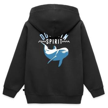 Âme de Dauphin - Sweat Premium à capuche zippé enfant bio - noir - Dos - AI Model Kid Male (0cm)