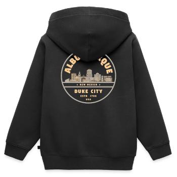 Silhouette de Duke City Albuquerque - Sweat Premium à capuche zippé enfant bio - noir - Dos - AI Model Kid Male (0cm)
