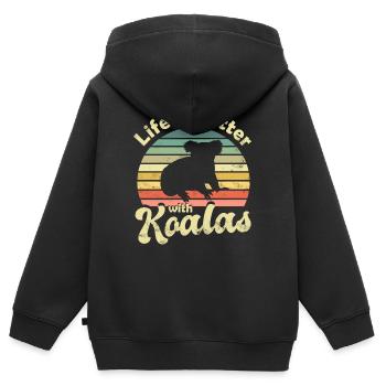 Koala Koala Ours - Sweat Premium à capuche zippé enfant bio - noir - Dos - AI Model Kid Male (0cm)