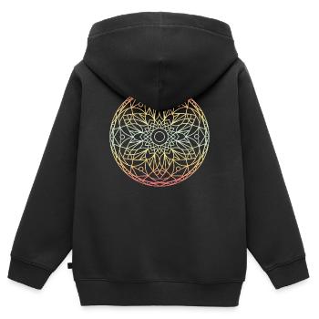 Mandala - Sweat Premium à capuche zippé enfant bio - noir - Dos - AI Model Kid Male (0cm)