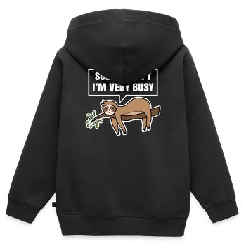 Sloth Chill Animal Statement Mammal Lazy - Kids Premium Organic Zip-up Hoodie - black - Back - AI Model Kid Male (0cm)