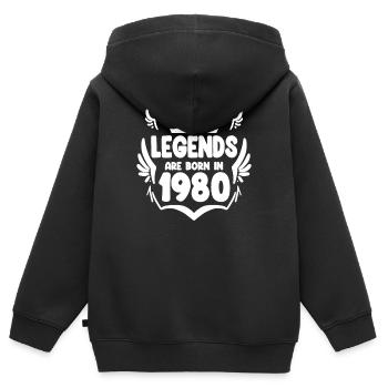 1980 - Jahrgang 1980 - Kinder Premium Organic Zip Hoodie - Schwarz - Hinten - AI Model Kid Male (0cm)