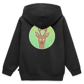 Chevreuil - Sweat Premium à capuche zippé enfant bio - noir - Dos - AI Model Kid Male (0cm)