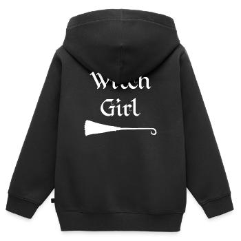 sprüche, Hexenbesen, Halloween Outfit, Tochter - Kinder Premium Organic Zip Hoodie - Schwarz - Hinten - AI Model Kid Male (0cm)