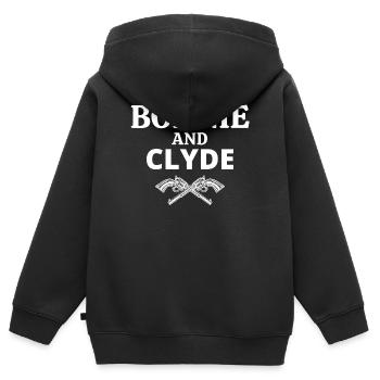 Bonnie and Clyde, Bonnie, Clyde - Sweat Premium à capuche zippé enfant bio - noir - Dos - AI Model Kid Male (0cm)