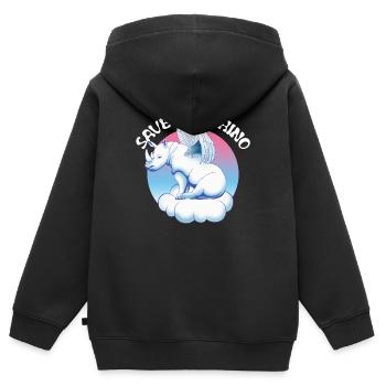 Die Nashörner retten| Nashorn - Kinder Premium Organic Zip Hoodie - Schwarz - Hinten - AI Model Kid Male (0cm)