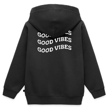 good vibes - Sweat Premium à capuche zippé enfant bio - noir - Dos - AI Model Kid Male (0cm)