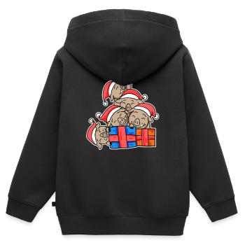 Wildschweine Weihnachtsbaum Wildschwein - Kinder Premium Organic Zip Hoodie - Schwarz - Hinten - AI Model Kid Male (0cm)