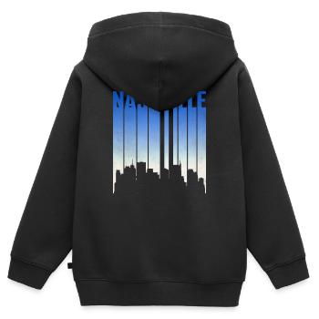 Pente de la ligne d’horizon de Nashville - Sweat Premium à capuche zippé enfant bio - noir - Dos - AI Model Kid Male (0cm)