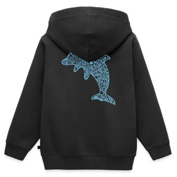T-shirt dauphin delfin mandala - Sweat Premium à capuche zippé enfant bio - noir - Dos - AI Model Kid Male (0cm)
